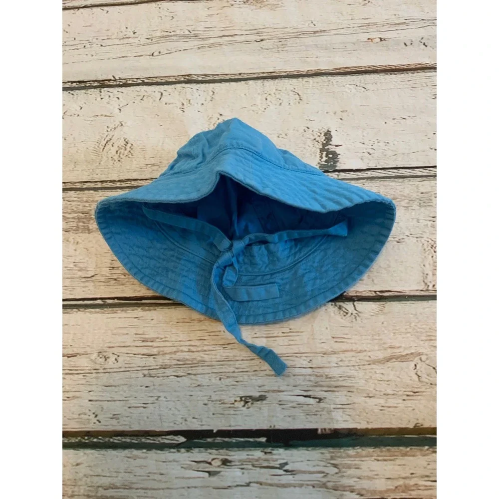 Hanna Andersson Kids Blue Cotton Twill Sun Hat with Chin Ties Size Small